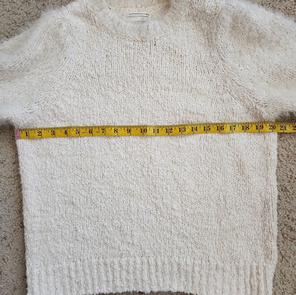 Anthropologie Cream Ivory Fuzzy Pullover Chunky Knit Sweater Size Large - Picture 7 of 11